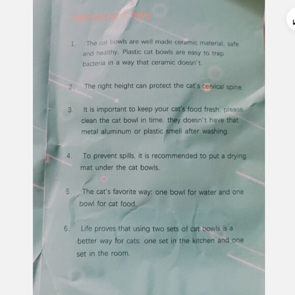 Comesoon ceramic cat Bowls Set of 2 Food/Water / Black & white with wood Holder - Picture 10 of 13